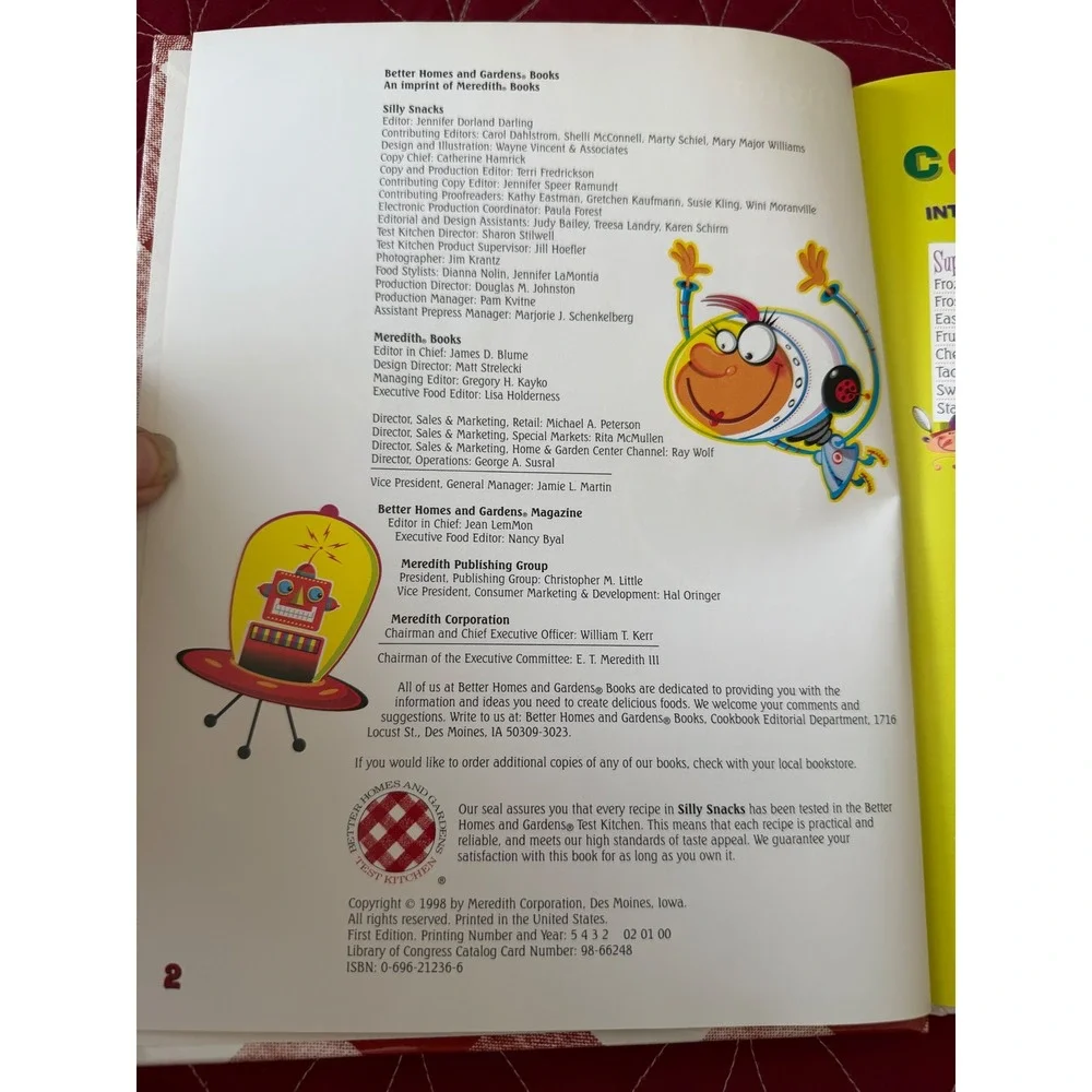Better Homes and Gardens Silly Snacks Kids Cookbook 1998 First Edition Hardcover